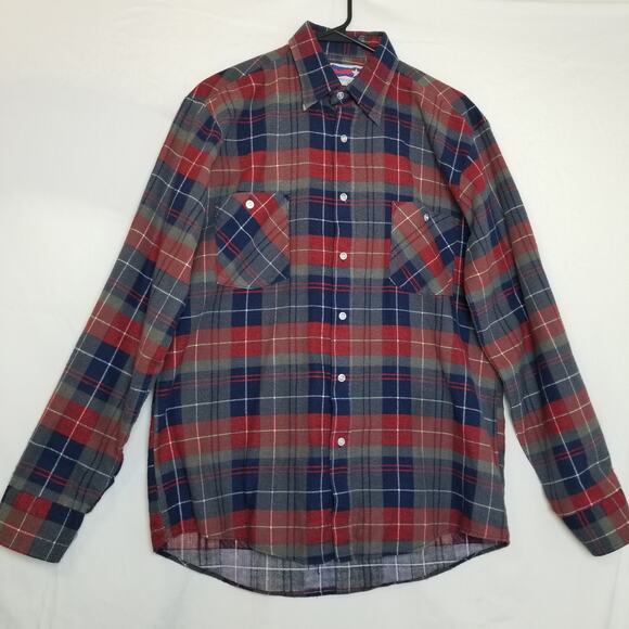 American Edition Men's Multicolor Plaid Flannel Long Sleeve Button Up Shirt SZ M - Picture 1 of 9